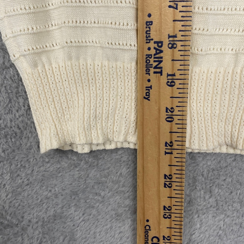 Madewell Sweater Medium Textural Stitch Crewneck Cream Cotton Short Sleeve NZ326 - Picture 6 of 10